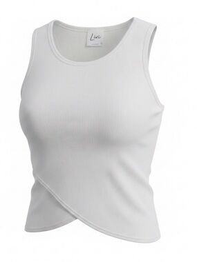 Olivia Rae White Ribbed Crossover Tank Top